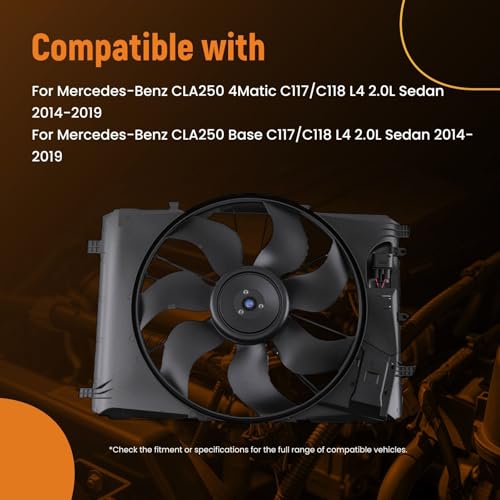 Image of maXpeedingrods Engine Cooling Fan Assembly for Mercedes CLA250 2014-2019, GLA250 2015-2020, SLK250 2012-2015, A2465000064 MB3115146 2465000064