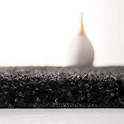 Image of SC Shifa CarpetSoft Round Faux Fur Area Rug with 2 Inch Pile Height Fluffy Plush Circle Carpet (Black Feet Black Color)