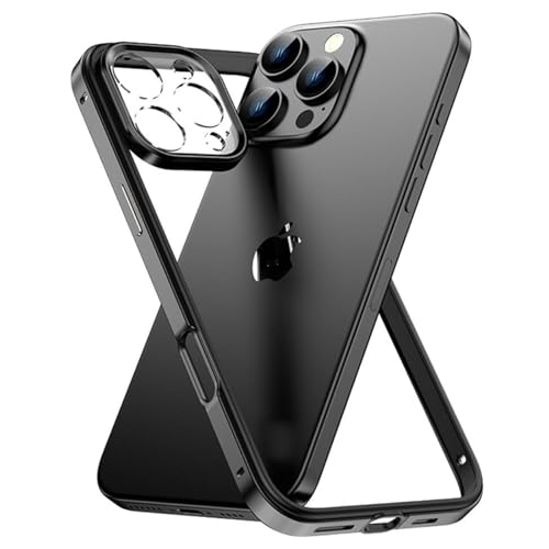 Cadre en métal iPhone 16 Pro pare-chocs luxe sans dos protection objectif noir