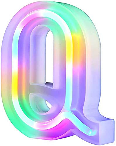 Nordstylee Letras luminosas LED - Letras luminosas de neón para pared, fiesta de cumpleaños, Navidad, decoración de boda - Letras coloridas (Q)