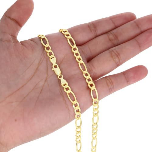 Nuragold 10k Real Yellow Gold Figaro Link 5.5mm Chain Necklace (16"-30") Italian Jewelry for Men & Women4