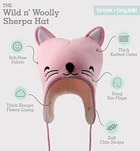 Baby Animal Sherpa Lined Hats For Winter - Toddler Animal Ear Hat, Baby Hat Animal Ears, Winter Cat Hat For Kids,Baby Girl & Boy #TOP2