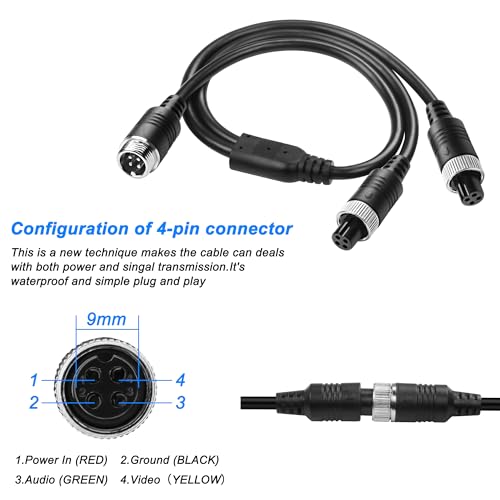 Image of MEIRIYFA Car Video M12 4Pin Aviation Extension Cable Adapter 1 Male to 2 Female Aviation Y Splitter Converter Wire for CCTV Rearview Camera Car Truck Vehicle Backup Monitor-40CM