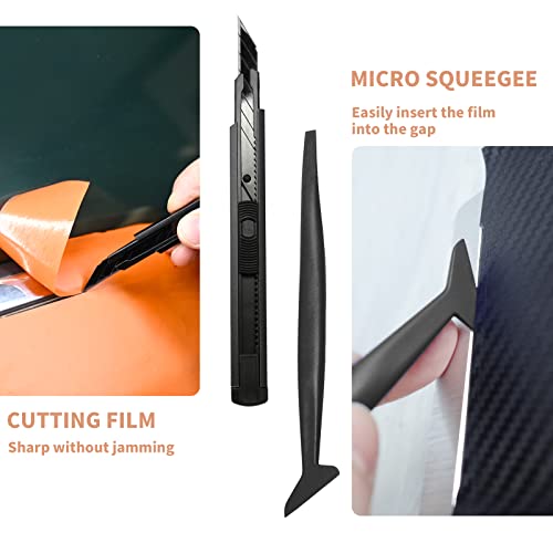 Image of Gomake Vehicle Vinyl Wrap Window Tint Film Tool Kit Include 4 Inch Felt Squeegee, Retractable 9mm Utility Knife and Blades, Zippy Vinyl Cutter and Mini Go Corner Squeegee for Car Wrapping (5 Tools)