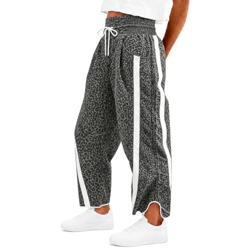 Leopard Pants for Women Baggy Elastic Waist Parachute Barrel Cheetah Pants - image 1