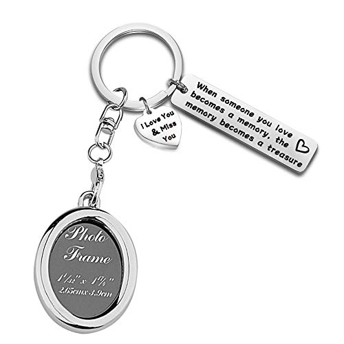 LQRI Memorial Photo Frame Keychain When Someone You Love Becomes a Memory Miss You Keychain in Memory of Loved One Remembrance Gift (Silver)
