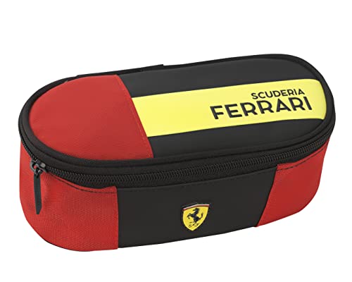 Franco Cosimo Panini FERRARI - Astuccio Ovale Organizzato, Bambina e Bambino, con Cerniera e Tirazip - Astuccio Scuola con Vano Interno per Cancelleria e Spazio Portapenne, cm 22x9,5x7h