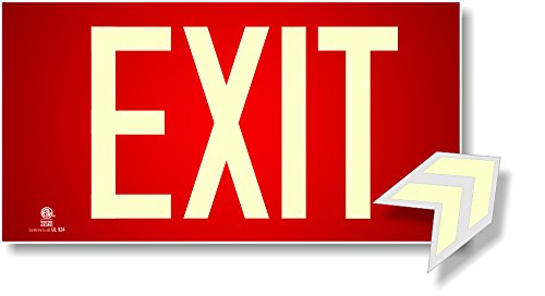 Photoluminescent Exit Sign Red - Aluminum Code Approved UL 924/IBC 2012/NFPA 101 2012