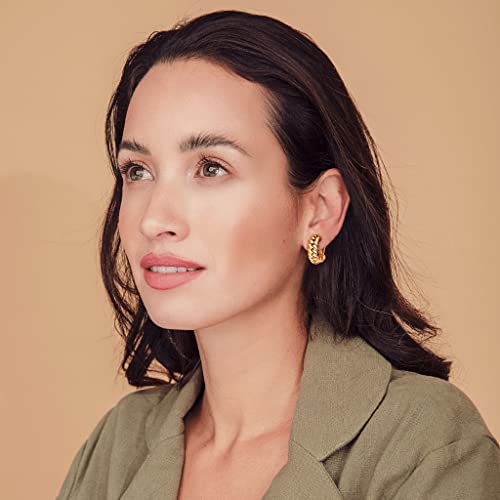 Clip on Earrings Women, 14K Gold Hoop Clip-On Earrings for Women, Hypoallergenic Non Pierced Croissant Earrings3