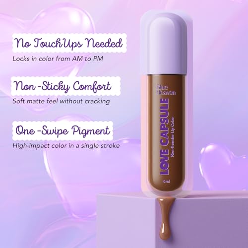 Image of Blue Heaven Love Capsule Non Transfer Lip Colour | Intense Color Payoff | Long Lasting | One Swipe Formula | Liquid lipstick Waterproof & Smudge Proof | Light Brew, 5ml