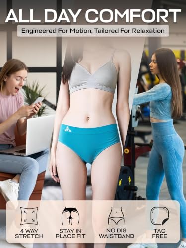 Image of Balanced Tech Moisture Wicking Underwear for Women, Seamless Workout Hipster Brief Bikini Panties