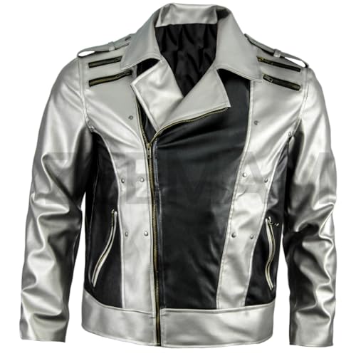 ZEEMAM X-men 4 Quicksilver Peter Maximoff Silver and Black Faux Leather Jacket