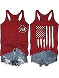 4th of July Outfits for Women Fourth of July Shirts Tank Top Blouse(Red 1-S)