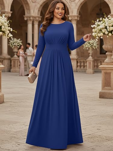 Image of KOH KOH Womens Long Sleeve Flowy Empire Waist Fall Winter Maxi Dress Gown