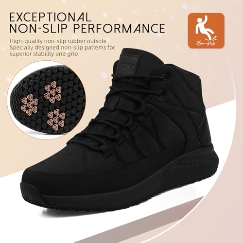 Image of Non Slip Work Boots for Men Slip Resistant Shoes for Chef Kitchen Restaurant Food Service Working Waterproof Ankle Boot Cotton-Padded Outdoor Walking Sneakers