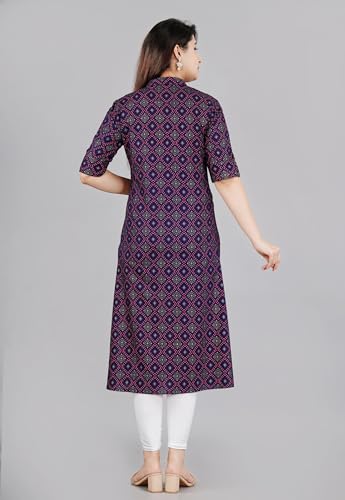 Image of Women Printed Collar Neck Half Sleeve Regular Fit Formal Kurti for Women's