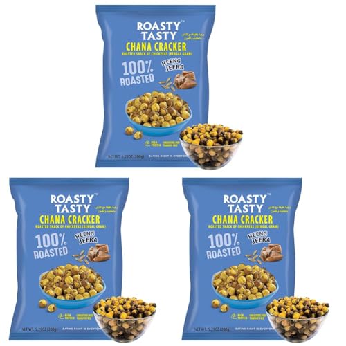 Image of Roasty Tasty Chana Cracker | Heeng Jeera | Roasted Chana | Namkeen Snacks | Crunchy Desi Chickpeas | Bhuna Chana | Healthy Snacks | Ready to Eat | No Preservatives | Transfat Free | 200 g (Pack of 6)