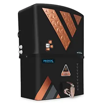 Proven Copper + Mineral RO+UV+UF 10 to 12 Liter RO + UV + TDS ADJUSTER Water Purifier with Copper Charge Technology black & copper Best For Home and Office (Made In India)