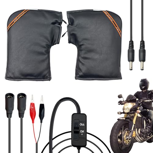 Guantes calefactables para manillar de moto, resistentes al viento, guantes térmicos de 12 V, equipo de protección eléctrica para exteriores, configuración de aventura en clima frío con cubiertas