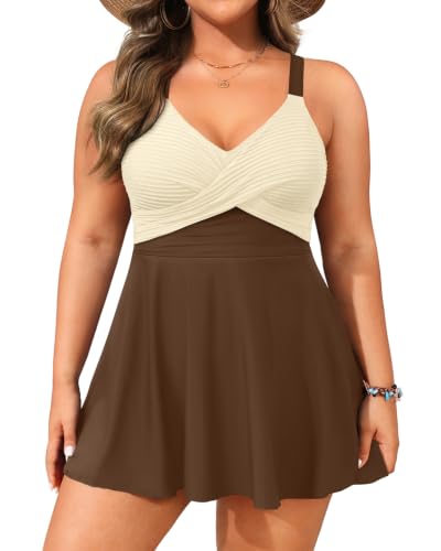 Image of Aqua Eve Plus Size Swim Dress - Two Piece Tankini Swimsuit Tummy Control Bathing Suit with Shorts 2025