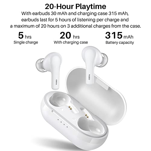 Image of TOZO A2 Mini Wireless Earbuds Bluetooth 5.3 in Ear Light-Weight Headphones Built-in Microphone, IPX5 Waterproof, Immersive Premium Sound Long Distance Connection Headset with Charging Case, White