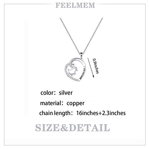 FEELMEM Penguin Necklace I Love You More Penguin Love Heart Pendant Necklace Mother Daughter Jewelry Gift2