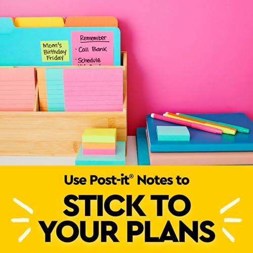Post-it Notes, 3 in x 5 in, 5 Pads, America #1 Favorite Sticky Notes, Cape Town Collection, Bright Colors (Magenta, Pink, Blue, Green), Clean Removal, Recyclable (655-5PK) - image 6