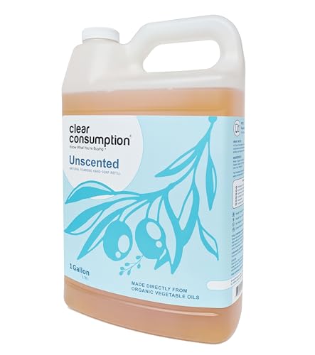 Clear Consumption All Natural Unscented Foaming Hand Soap Refill - Made Directly from Organic Vegetable Oils, 1 Gallon
