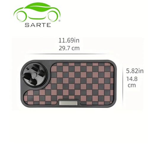SARTE Car Dashboard Mat Anti-Slip Rubber Pad with Phone Holder Universal Non Slip Car Dashboard Sticky Adhesive Mat for Phones Sunglasses Keys(Black/Grey) Chess Design (Black/Grey) 7 41EzWkD0emL