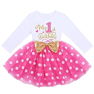 Baby Girl 1st 2nd 3rd Birthday Outfit Mouse Dress Polka Dots Tutu Skirt Cake Smash Long Sleeve Clothes for Photo Shoot