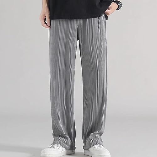 Maiyifu-GJ Men's Ice Silk Drape Loose Slacks Thin Sweat-Absorbent Sweatpants Mid-Waist Breathable Straight Trousers3
