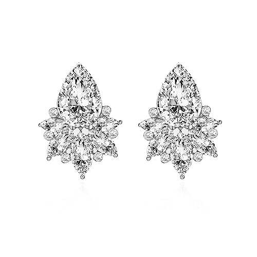 Vintage Rhinestone Earrings Fancy Crystal Cluster Drop Earrings Art Deco Earrings for Women