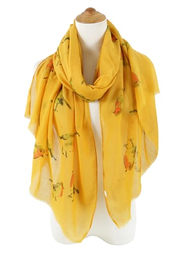 Image of GERINLY Scarfs for Women Lightweight Cotton Feel Scarves Floral Birds Print