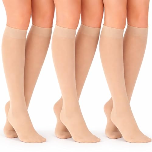 Image of Diamond Star Women's Trouser Socks, Opaque Knee High Nylon Socks, Stretchy Comfort Fit for Work and Casual, 6 Pairs