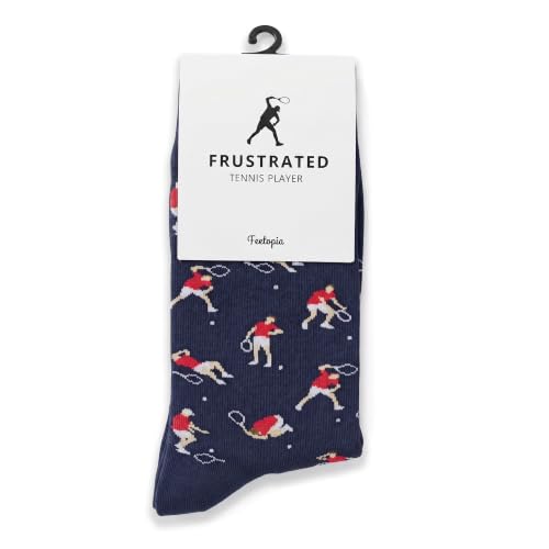 feetopia Socks with Frustrated Tennis Player Design Ideal Tennis Gift for Men 1 Pair Per Pack Size 8-13
