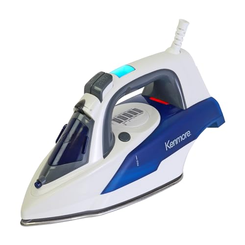 Kenmore Digital Steam Iron – Electric Plancha With Steamer For Clothes, Ironing & Steaming Garment Vertically, Stainless Steel Soleplate, 9 Fabric Presets, 1725 Watt, 3-Way Anti-Drip & Auto Shut Off