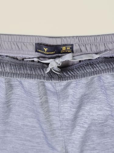 Image of TECHNOSPORT Men's Melange Slim Fit Techno Dry Trackpants Drawstring 2-Pocket Polyester Joggers for Gym Running Workout UPF50+ Anti Odour