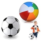 2 Stück Wasserball Aufblasbar,40 cm Kleinstrandball,Beach Ball,Schwimmbad Spielzeug,Aufblasbarer Ball,Tauchbälle,Beachball in Regenbogenfarben für Beach Balls Pool Party Kinder und Erwachsene