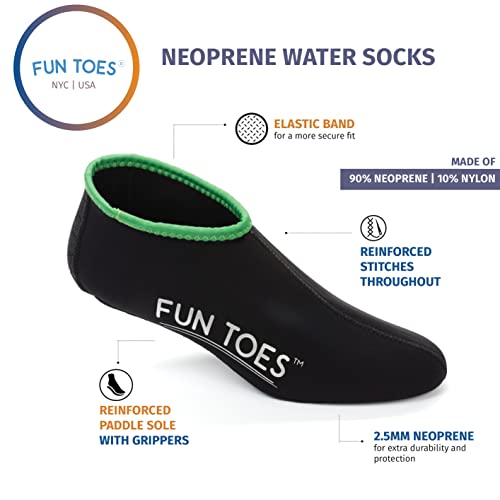 Fun Toes Neoprene Socks For Water Sports For Women & Men - 2 Pairs Of Snorkel Fin Socks For Scuba Diving, Snorkeling, Paddling, Boarding, Jetskiing & More 2.5Mm (Black, L Men 9-10.5 Women 10.5-12) #TOP2