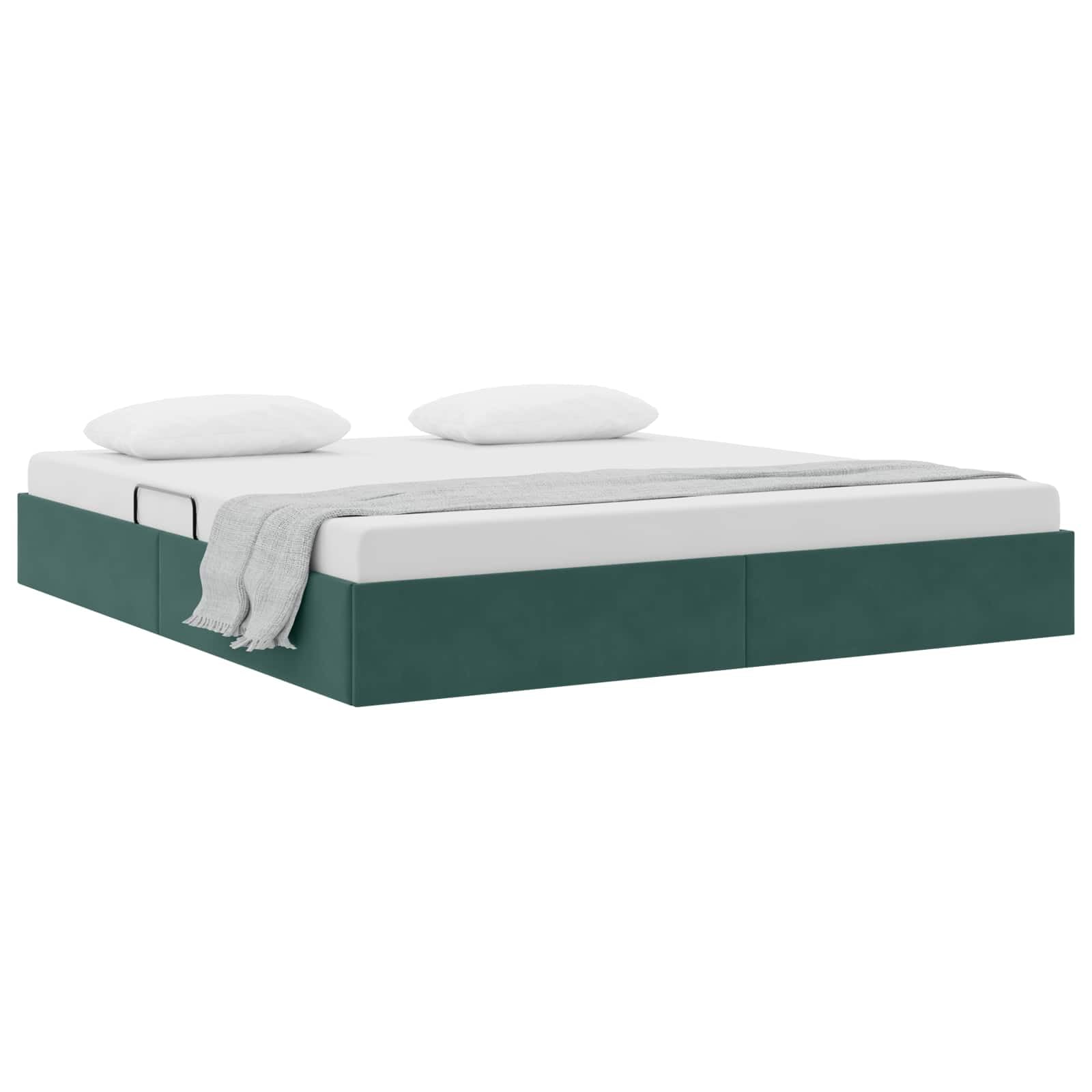 Marco de cama otomana de 160 x 200 cm de terciopelo con espacio de | Elegante marco de cama tapizado para dormitorio con elevación hidráulica, estructura de metal resistente y capacidad de carga