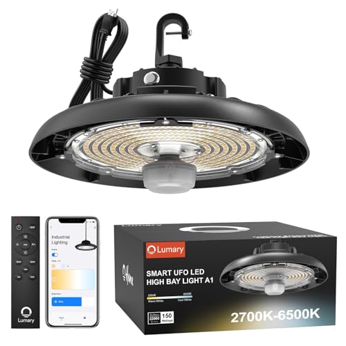 Lumary Smart UFO Led High Bay Light 150W 22,000lm, 2700K-6500K Dimmable Shop Light, Work with...