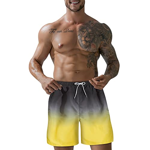 Dinnesis Zwembroek voor heren, zwart, rood, casual, korte broek voor heren, met kleurverloop, met veters aan zee, vakantie, strandbroek, casual, cool, korte broek, zonwering, kleding heren - Afbeelding 6