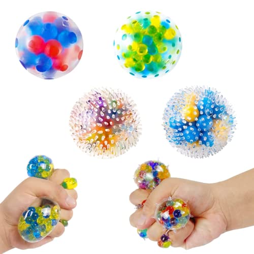 4PCS Balle Anti-Stress,Sensoriel Créatif Balle de Jouet de Stress ​Compressible ​Balle,Fidget Sensory Toy Boules Arc-en-Ciel,Jouets de Décompression Balle pour Adultes et Enfants Cover