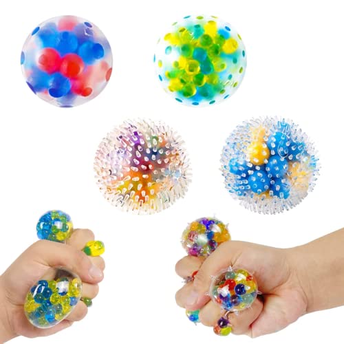 4PCS Balle Anti-Stress,Sensoriel Créatif Balle de Jouet de Stress ​Compressible ​Balle,Fidget Sensory Toy Boules Arc-en-Ciel,Jouets de Décompression Balle pour Adultes et Enfants