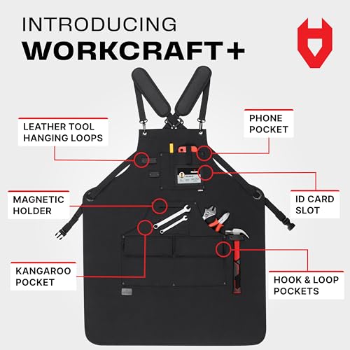 image for NoCry Woodworking Apron for Men — Reinforced Pockets with Metal Rive