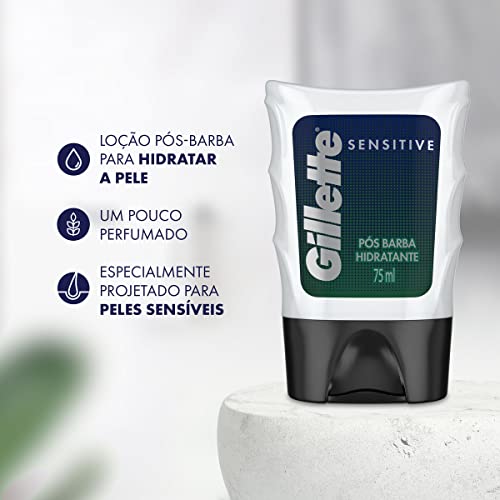 Gillette Sensitive Loção Pós Barba Hidratante para homens com Pele Sensível 75mL