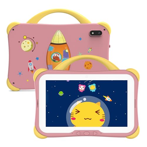 Weelikeit 2025 Kids Tablet, 7 inch Toddler Tablet for Kids 64GB, Pink