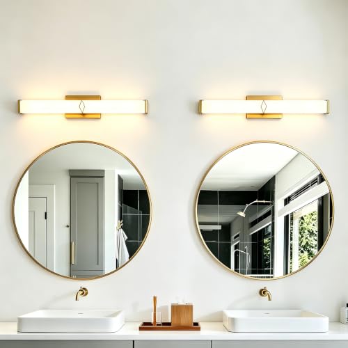 Image of 24Inch 25W Modern Gold Vanity Lights for Bathroom 5 CCT 2 Pack