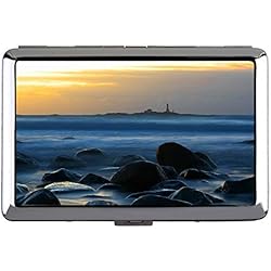 Fregadero Asturias Estuche de Cigarrillos King Size, Amanecer, Puesta de Sol, Paisaje, Olas oceánicas, Tarjeta de Acero Inoxidable