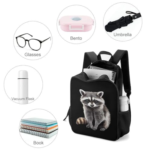Cute Raccoon Travel Backpack Casual Daypack Shoulder Bag with Adjustable Shoulder Straps for Hiking3